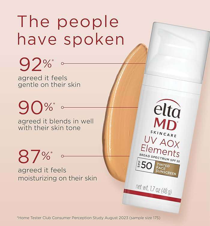 EltaMD UV AOX Elements Tinted Face Sunscreen, SPF 50, 100% Tinted Mineral Sunscreen for Sensitive Skin and Dry Skin with Antioxidants, 1.7 oz Pump - Image 8