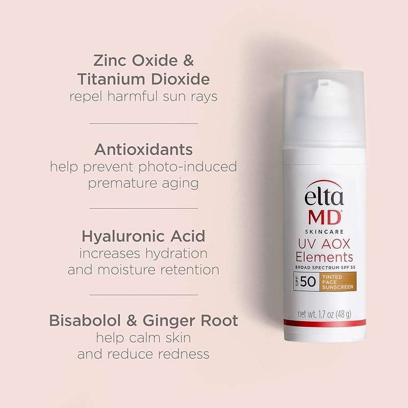 EltaMD UV AOX Elements Tinted Face Sunscreen, SPF 50, 100% Tinted Mineral Sunscreen for Sensitive Skin and Dry Skin with Antioxidants, 1.7 oz Pump - Image 10