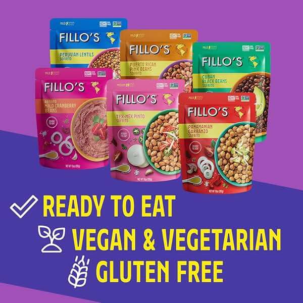 Fillo's Ready to Eat Variety Pack | Black Beans, Lentils, Pinto Beans, Mayocoba Beans | Gluten-Free, Preservative-Free, Microwavable Meals, Non-GMO, Vegan, Plant Protein, 10 oz Pk of 6 - Image 2
