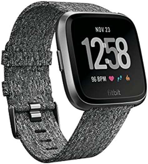 Fitbit Versa Special Edition Smart Watch, Charcoal Woven, One Size (S & L Bands Included) - Image 1