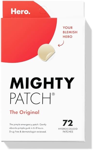 Mighty Patch Original patch from Hero Cosmetics – The #1 Hydrocolloid Acne Pimple Patch for Shrinking Zits and Whiteheads in 1 use; Nighttime Spot Stickers for Face and Skin (72 Count) - Product Image