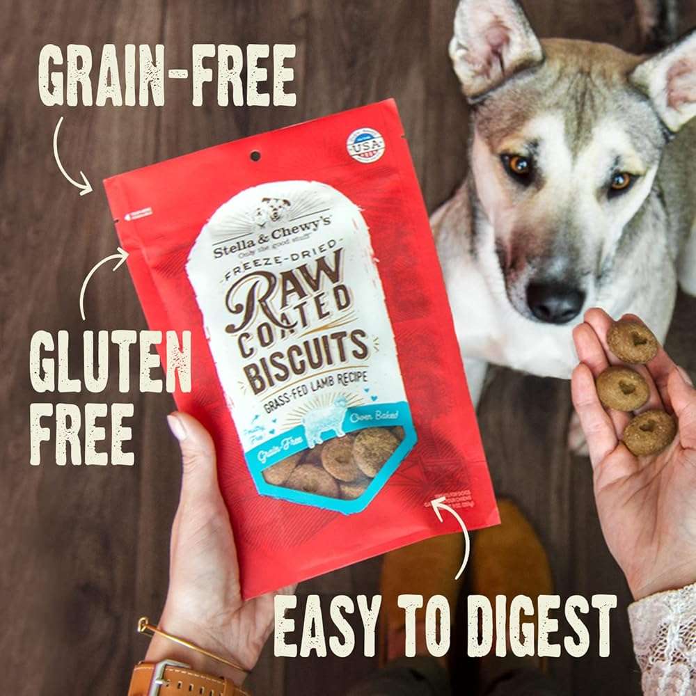 Stella & Chewy's Freeze-Dried Raw Coated Dog Biscuits – Grass-Fed Lamb Recipe – Protein Rich, Grain Free Dog & Puppy Treat – Great Snack for Training & Rewarding – 9 oz Bag - Image 6