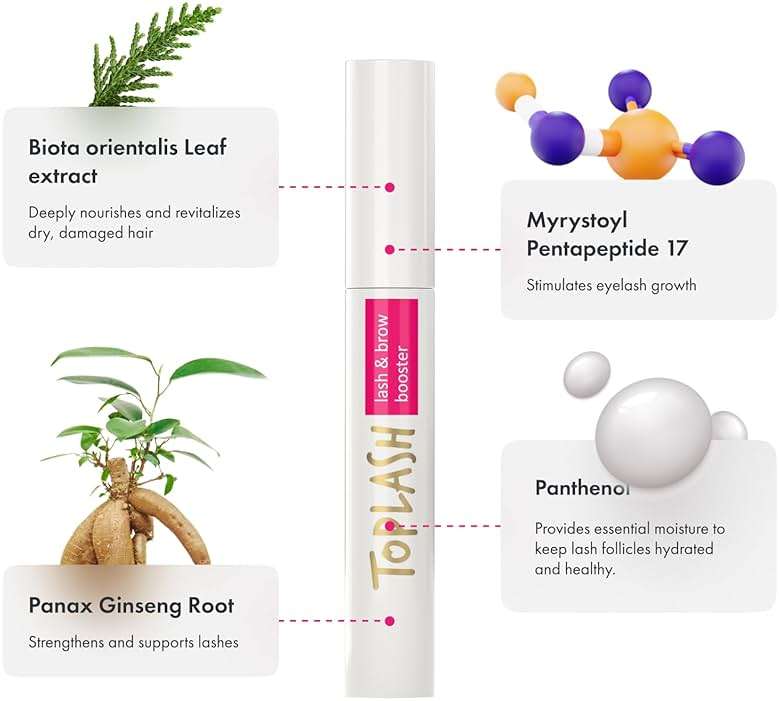 TOPLASH Eyelash Growth Serum - Innovative Formula for Longer, Thicker, Fuller Brows & Lashes - Natural, Cruelty-Free & Hypoallergenic - 0.10 fl.oz. - Image 5