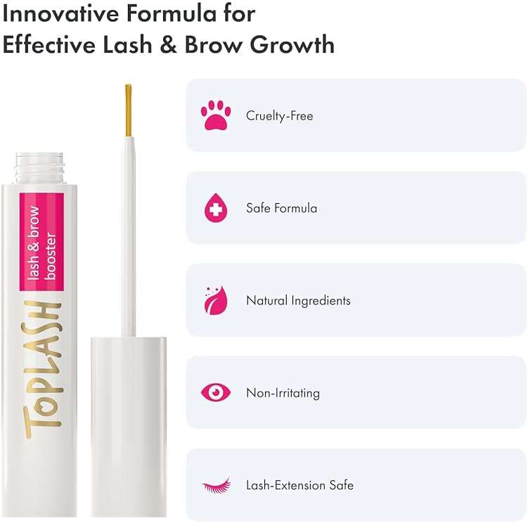 TOPLASH Eyelash Growth Serum - Innovative Formula for Longer, Thicker, Fuller Brows & Lashes - Natural, Cruelty-Free & Hypoallergenic - 0.10 fl.oz. - Image 8