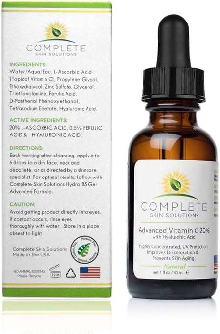 Complete Skin Solutions Advanced Vitamin C 20% Serum With Hyaluronic Acid | 1oz - Image 2