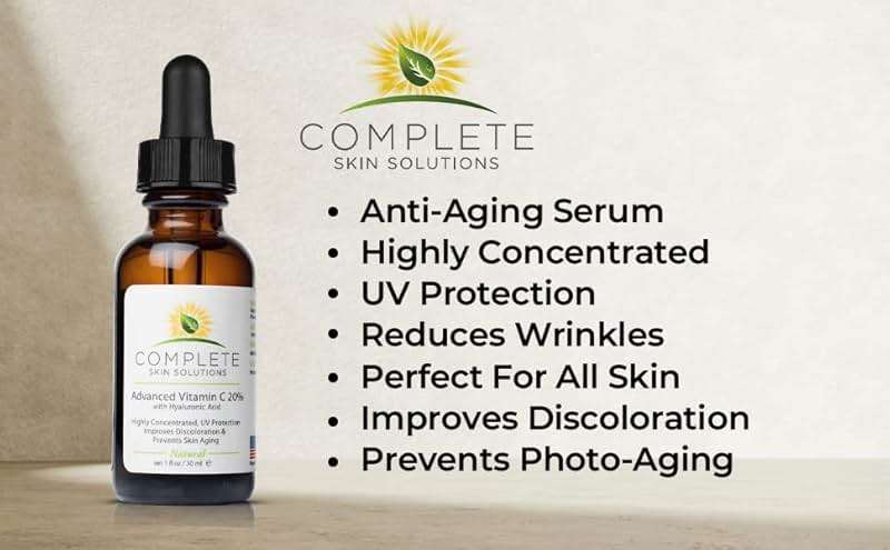 Complete Skin Solutions Advanced Vitamin C 20% Serum With Hyaluronic Acid | 1oz - Image 4