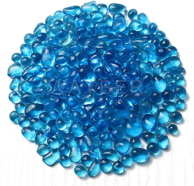 Glass Stones, 1Lb/460g Irregular Sea Glass Pebbles Non-Toxic Artificial Crystal Gemstones for Aquarium Turtle Tank Vase Filler Terrarium Flowerpot Decoration, Lake Blue - Image 2