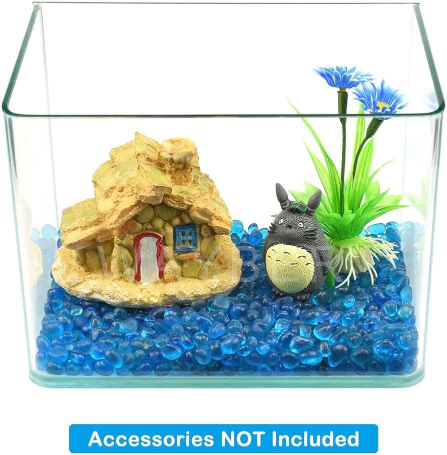 Glass Stones, 1Lb/460g Irregular Sea Glass Pebbles Non-Toxic Artificial Crystal Gemstones for Aquarium Turtle Tank Vase Filler Terrarium Flowerpot Decoration, Lake Blue - Image 3