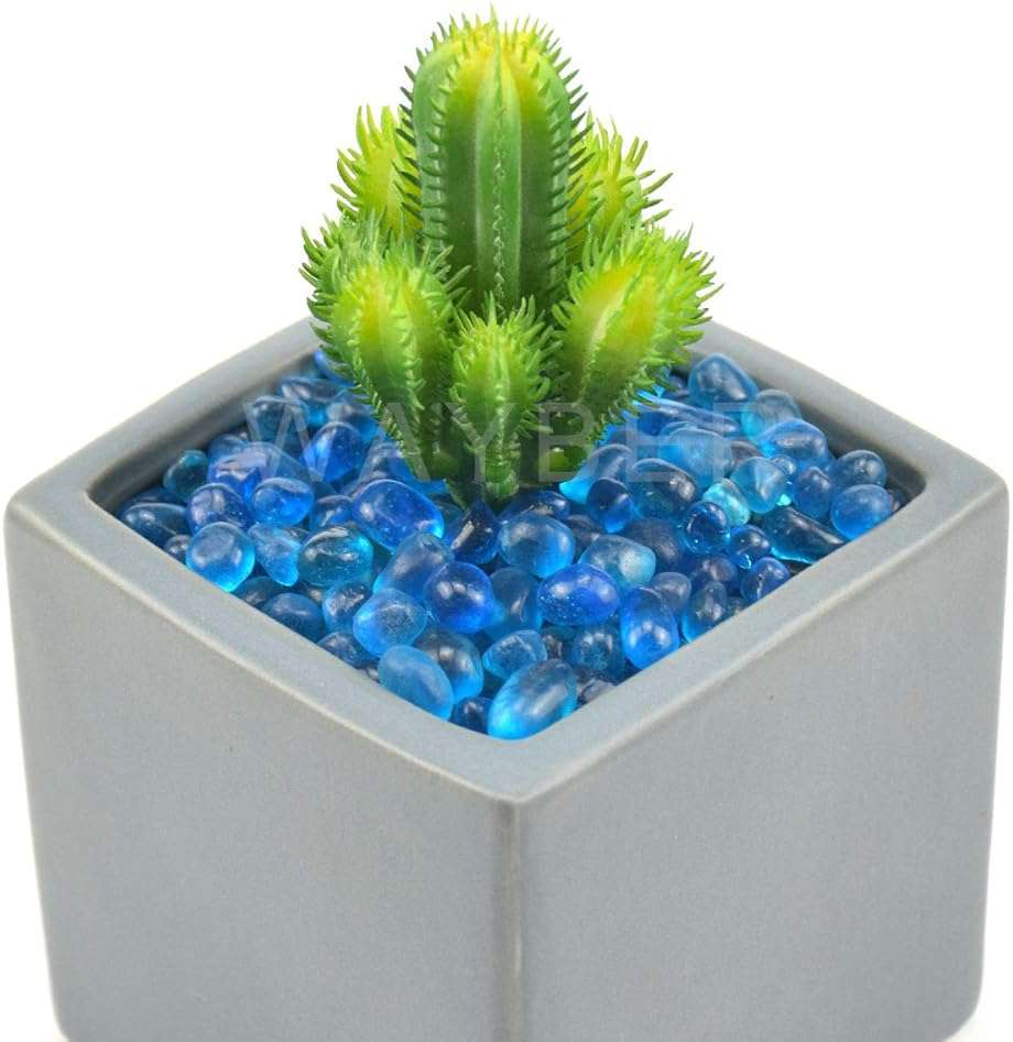 Glass Stones, 1Lb/460g Irregular Sea Glass Pebbles Non-Toxic Artificial Crystal Gemstones for Aquarium Turtle Tank Vase Filler Terrarium Flowerpot Decoration, Lake Blue - Image 4
