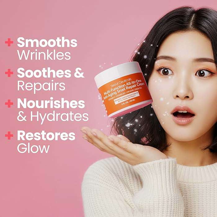 SeoulCeuticals Snail Mucin Moisturizer 97.5% - Korean Skin Care Snail Repair Cream - Day & Night Anti Aging K Beauty Skincare Cruelty Free 2oz - Image 2
