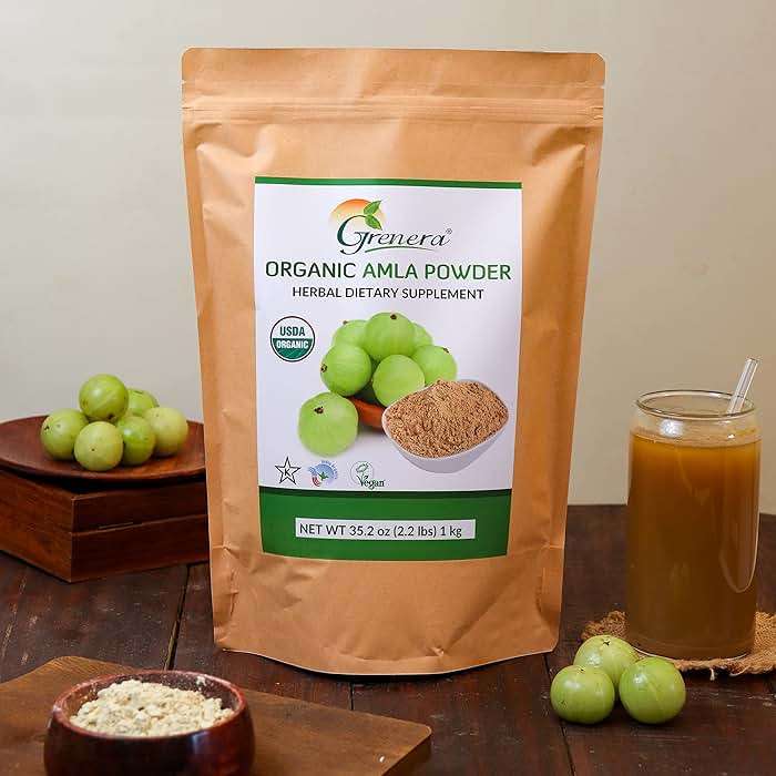 Grenera Organic Amla Powder | USDA Organic Indian Gooseberry Fruit | Non-GMO, Vegan, Kosher & Gluten Free | Amalaki Powder for Smoothies, Juices, Yogurt, Recipes and DIY Hair Care | 2.2 lbs (1 kg) - Image 3