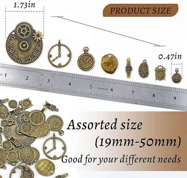 JIALEEY Antiqued Bronze Clock Face Charm Pendant, Wholesale Bulk Lots Mixed Gears Steampunk Charms Pendants DIY for Necklace Bracelet Jewelry Making and Crafting, 100g(38PCS) - Image 2