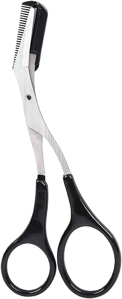 ericotry Professional Precision Eyebrow Trimmer Scissors Scissors with Comb and Non Slip Finger Grips Black Silver Tone for Men Women Hair Removal Grooming Shaping Black - Image 1