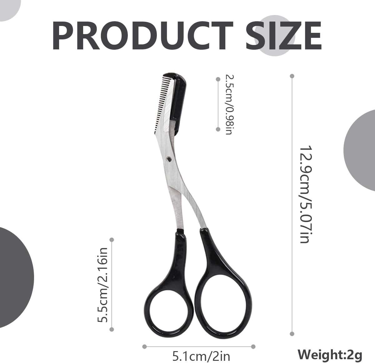 ericotry Professional Precision Eyebrow Trimmer Scissors Scissors with Comb and Non Slip Finger Grips Black Silver Tone for Men Women Hair Removal Grooming Shaping Black - Image 2