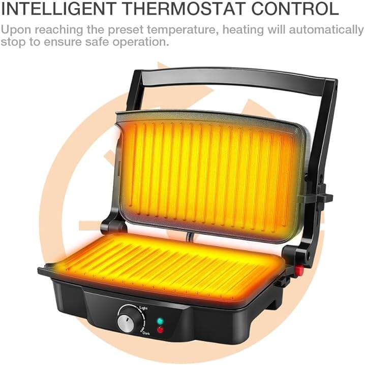 Panini Maker, iSiLER 2 Slice Panini Press Grill, Electric Sandwich Maker Non-Stick Coated Plates, Opens 180 Degrees for Cooking Breakfast Snacks - Image 4