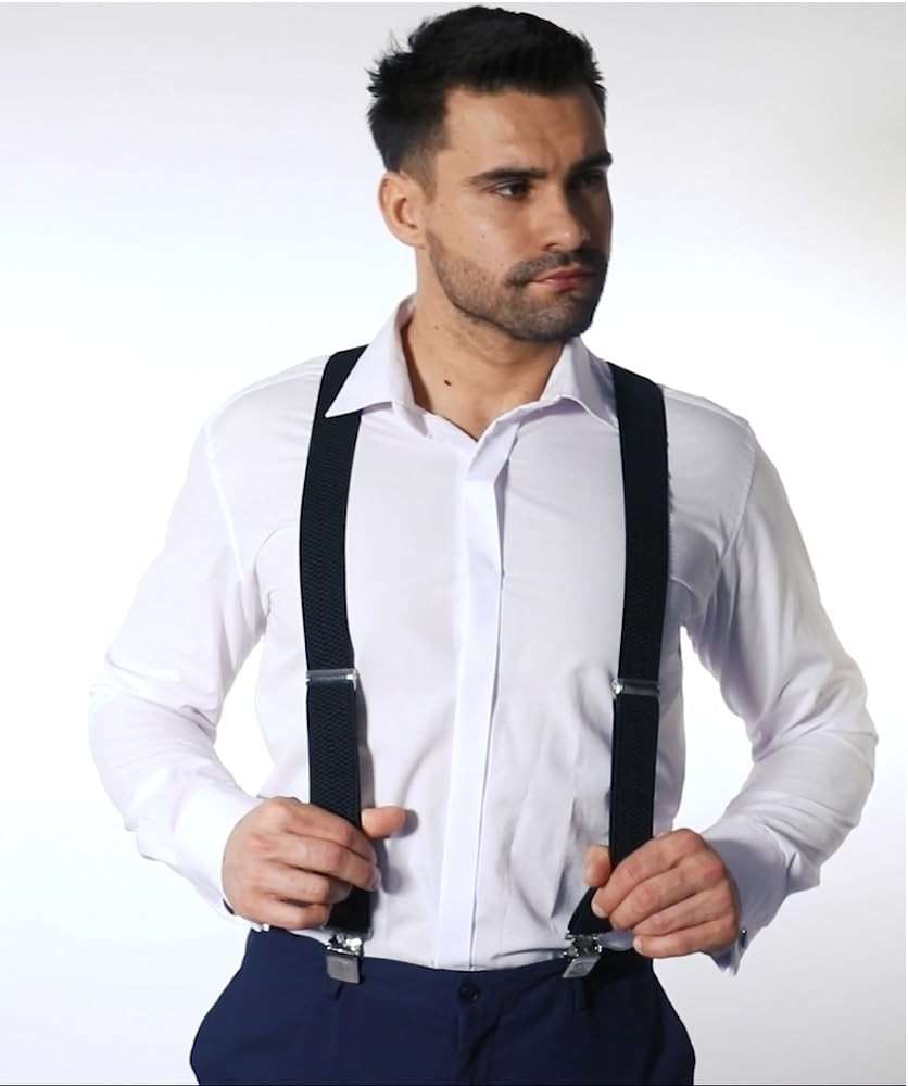 Decalen Mens Suspenders Very Strong Clips Heavy Duty Braces Big and Tall X Style - Image 8