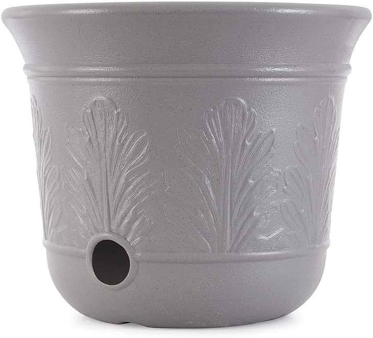 Suncast 300 Foot Heavy Duty 5 Gallon Decorative Plastic Hose Pot for Expandable and Lightweight Hoses, Ideal for Garden, Patio and Backyard Use - Image 1