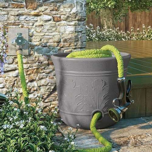 Suncast 300 Foot Heavy Duty 5 Gallon Decorative Plastic Hose Pot for Expandable and Lightweight Hoses, Ideal for Garden, Patio and Backyard Use - Image 2