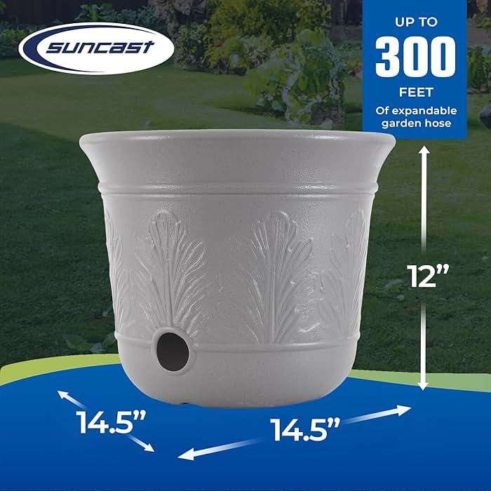 Suncast 300 Foot Heavy Duty 5 Gallon Decorative Plastic Hose Pot for Expandable and Lightweight Hoses, Ideal for Garden, Patio and Backyard Use - Image 3