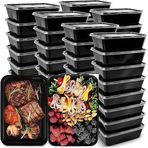 IUMÉ 50-Pack Meal Prep Containers, 26 OZ Microwavable Reusable Food Containers with Lids for Food Prepping, Disposable Lunch Boxes, Plastic Food Boxes- Stackable, Freezer Dishwasher Healthy - Image 1