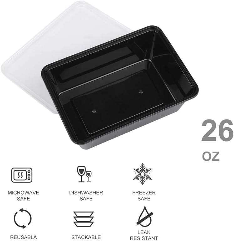 IUMÉ 50-Pack Meal Prep Containers, 26 OZ Microwavable Reusable Food Containers with Lids for Food Prepping, Disposable Lunch Boxes, Plastic Food Boxes- Stackable, Freezer Dishwasher Healthy - Image 4