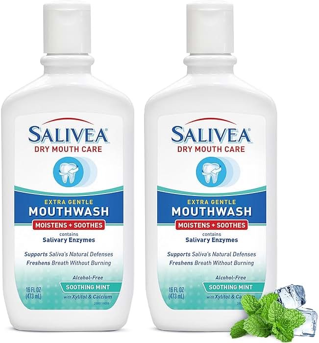 SALIVEA Dry Mouth Mouthwash - Soothing Mint Mouthwash with Natural Salivary Enzymes - Breath Freshener & Dry Mouth Care - Mint Flavor (2 Pack) - Product Image