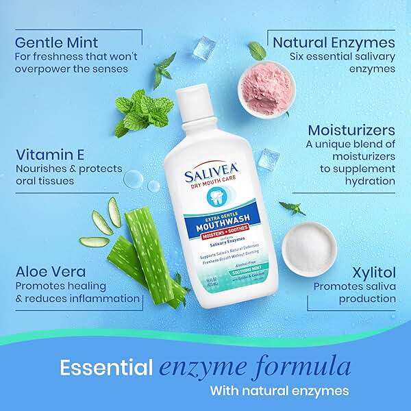 SALIVEA Dry Mouth Mouthwash - Soothing Mint Mouthwash with Natural Salivary Enzymes - Breath Freshener & Dry Mouth Care - Mint Flavor (2 Pack) - Image 4