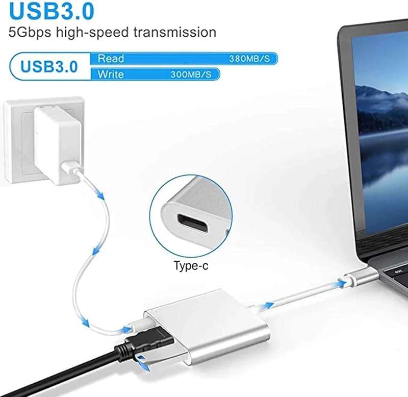 USB-C to HDMI Adapter (Supports 4K / 30Hz) - Type- C 3 in 1 Converter Cable for 2017/2018 MacBook Pro, MacBook, Mac Pro, iMac, Chromebook, & More USB 3.0 Type-C Devices - Image 9