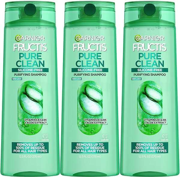 Garnier Fructis Pure Clean Purifying Shampoo, Silicone-Free, 12.5 Fl Oz, 3 Count (Packaging May Vary) - Image 1