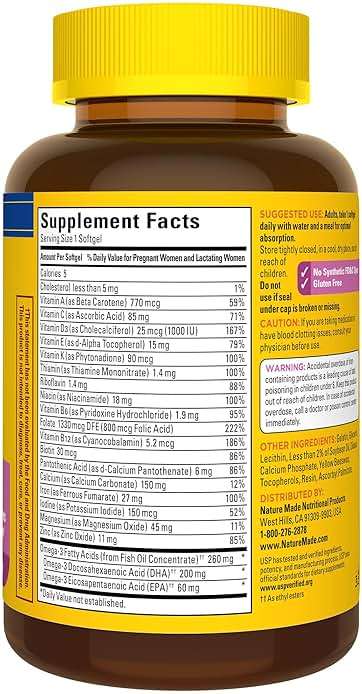Nature Made Prenatal Vitamins for Women with Folic Acid + DHA, Prenatal Vitamin and Mineral Supplement for Daily Nutritional Support, 110 Softgels, 110 Day Supply - Image 8