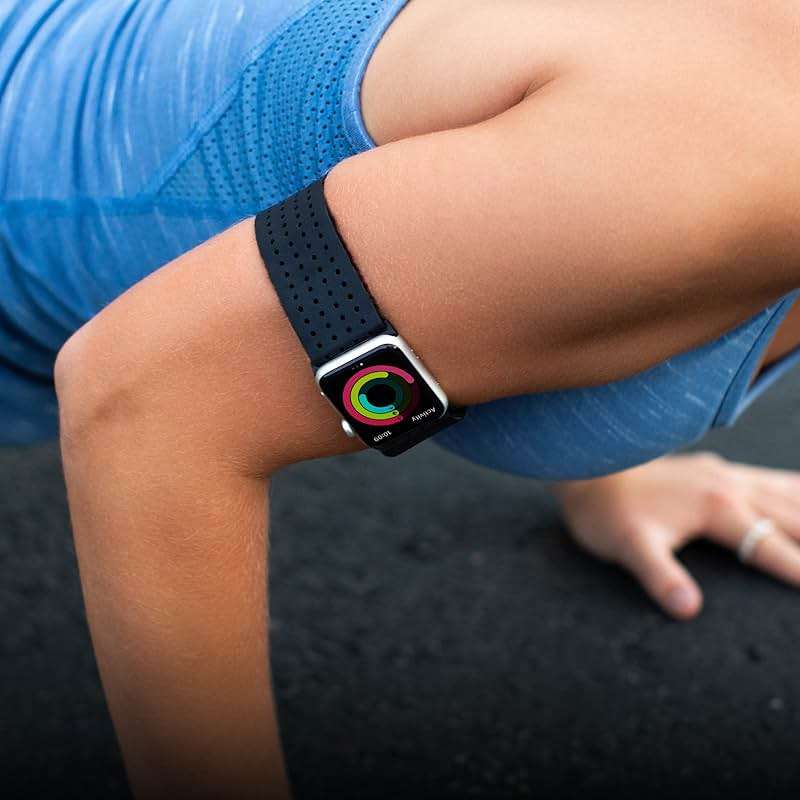 Tefeca Black Mesh Lycra Breathable Sport Loop Armband/Ankle Band Compatible with Apple Watch Ultra/Ultra2 49mm, Series 10 46mm, Series 9/8/7 45mm,SE2/SE/6/5/4 44mm - Image 3