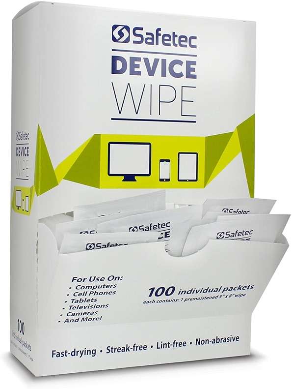 Safetec Device Wipe 100 ct. Box (10 Boxes/case) - Wipes for Cell Phones, Tablets, Computer Screens and Electronic Devices - Image 1