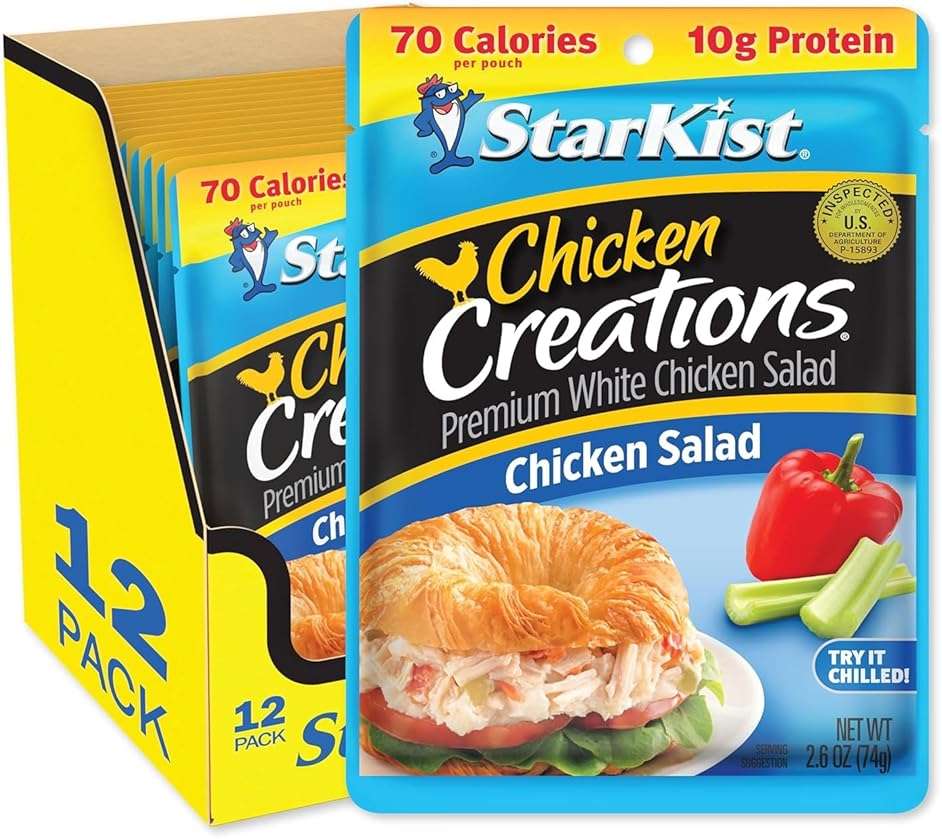 StarKist Chicken Creations Chicken Salad Pouch (2.6 oz - 12 Pack) Fully Cooked White Meat, 10g Protein Per Serving, Gluten Free, Soy Free, No Draining, Ready to Eat for Salad and Sandwiches - Image 1