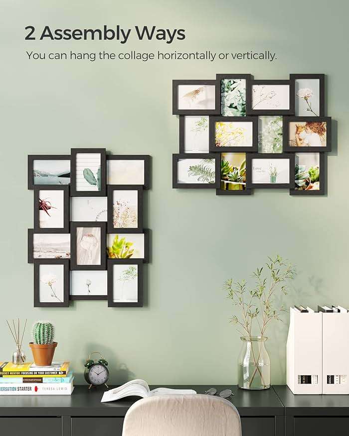 SONGMICS Collage Picture Frames, 4x6 for Wall Decor, Multi Family Photo for Gallery Decor, Hanging Display, Set of 12, Ink Black URPF26BK - Image 4