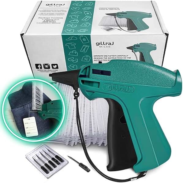 GILLRAJ® Price Tagging Gun【Not-a-Stitch-Gun】 Hangtag Attacher with 5000pcs 2" Long Barbs Fasteners & 6 Needles, Retail Pricing Tag Gun for Stores Consignment Garage Yard Sale - Product Image