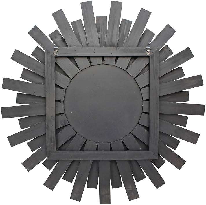Stonebriar Large Round 32" Wooden Sunburst Wall Mirror with Attached Hanging Bracket, Decorative Rustic Decor for the Living Room, Bathroom, Bedroom, and Entryway, Multi Color - Image 6