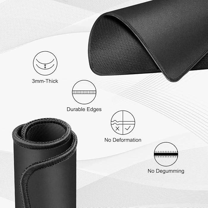 JIKIOU 3 Pack Mouse Pad with Stitched Edge, Comfortable Mouse Pads with Non-Slip Rubber Base, Washable Mousepads Bulk with Comfortable Cloth, Mouse Pads for Computers Laptop Mouse 10.2x8.3inch Black - Image 3
