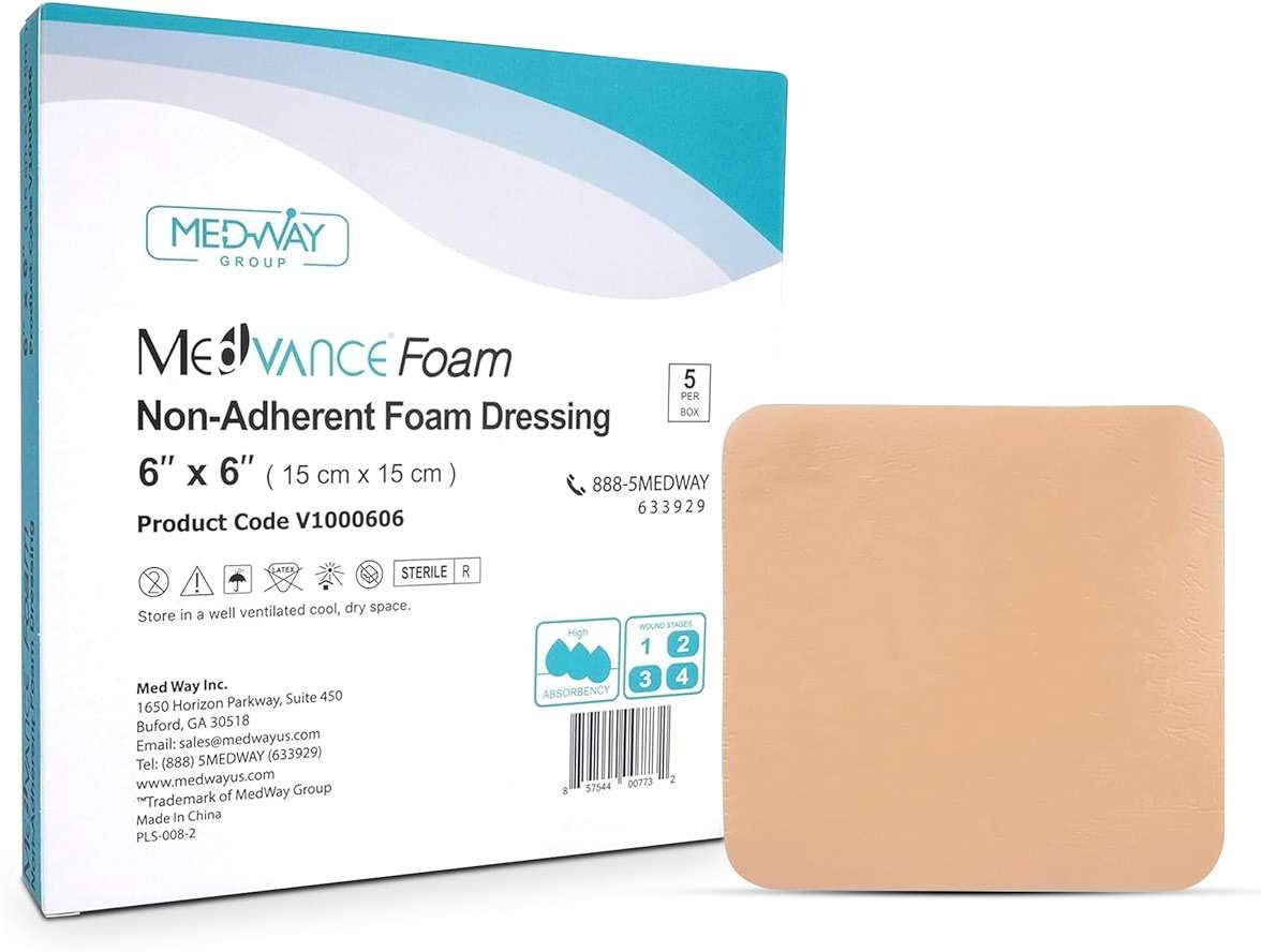 MedVance TM Foam – Waterproof Non-Adhesive Hydrophilic Foam Dressing 6"X6" Box of 5 dressings - Image 1