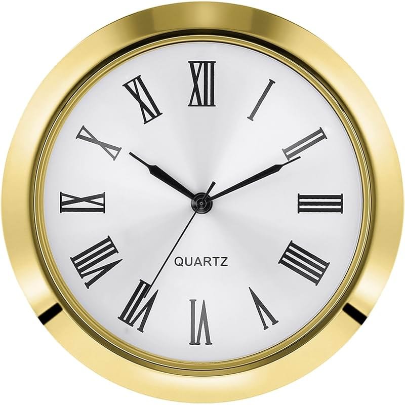 Hicarer 2-1/8 Inch (55 Mm) Quartz Clock Fit-up/Insert with Arabic Numeral Fit Diameter 1.97 Inch (50 Mm) Hole Zinc-Alloy Metal Case for Wall Living Room Bedroom Home Decor (Gold) - Product Image