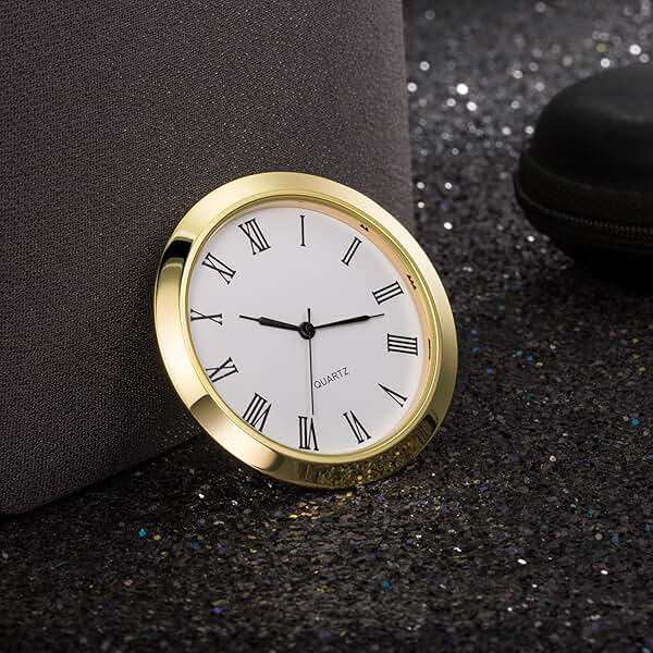 Hicarer 2-1/8 Inch (55 Mm) Quartz Clock Fit-up/Insert with Arabic Numeral Fit Diameter 1.97 Inch (50 Mm) Hole Zinc-Alloy Metal Case for Wall Living Room Bedroom Home Decor (Gold) - Image 2