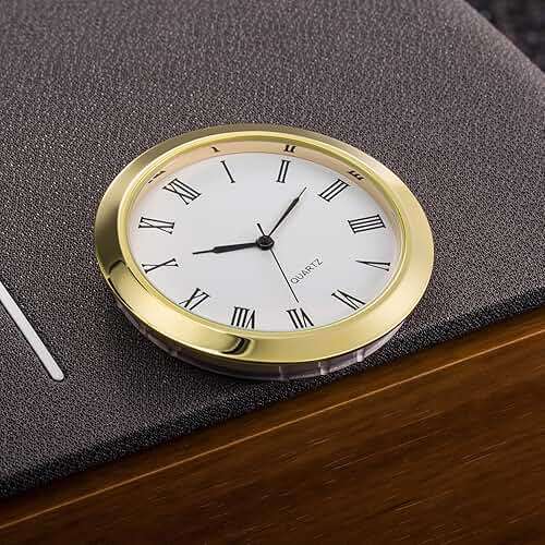 Hicarer 2-1/8 Inch (55 Mm) Quartz Clock Fit-up/Insert with Arabic Numeral Fit Diameter 1.97 Inch (50 Mm) Hole Zinc-Alloy Metal Case for Wall Living Room Bedroom Home Decor (Gold) - Image 4