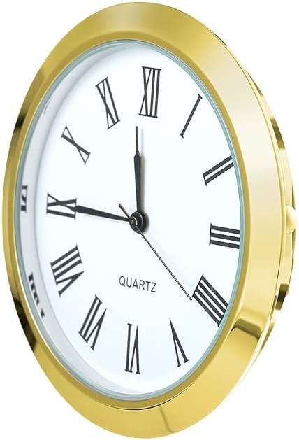 Hicarer 2-1/8 Inch (55 Mm) Quartz Clock Fit-up/Insert with Arabic Numeral Fit Diameter 1.97 Inch (50 Mm) Hole Zinc-Alloy Metal Case for Wall Living Room Bedroom Home Decor (Gold) - Image 5