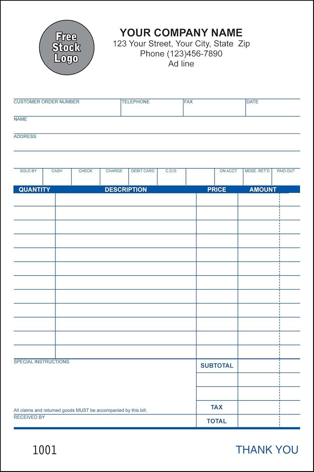 Large Multi Purpose Sales Book - 3 Copy Triplicate, 5.5”x8.5” - Personalized - 50 Forms per Book (20 Books) - Image 1