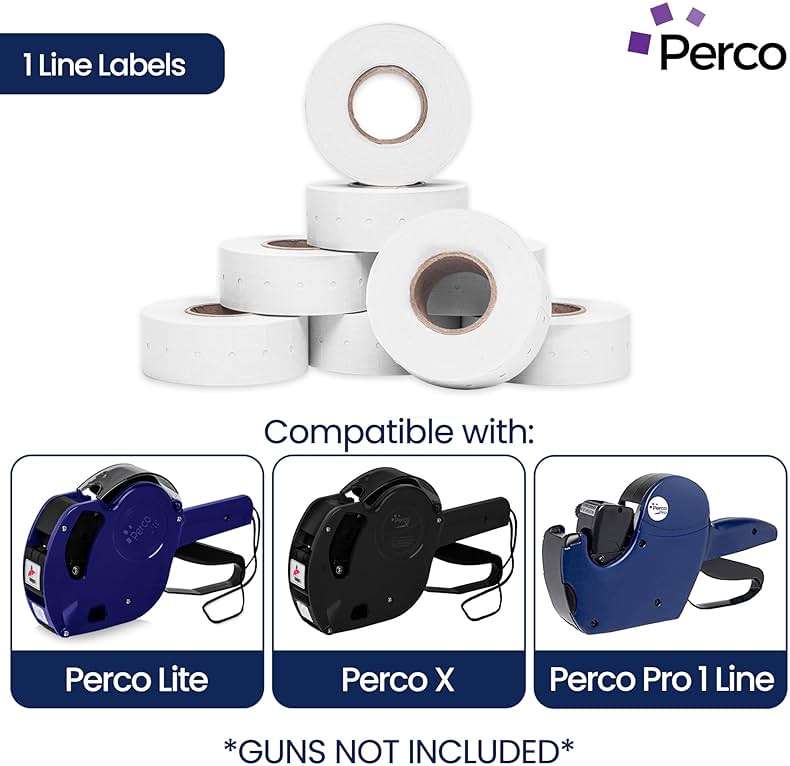 Perco 1 Line White Labels - 8,000 Blank Price and Date Gun Labels for Perco Lite, X, Plus and Pro 1 Line Price and Date Guns- 8 Rolls, 1 Sleeve - Made in USA - Image 4