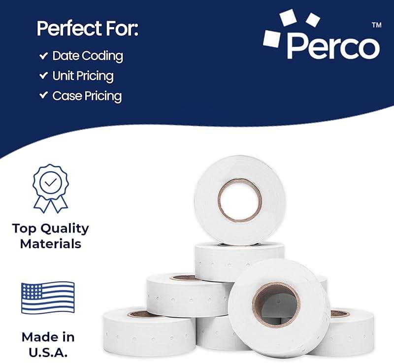 Perco 1 Line White Labels - 8,000 Blank Price and Date Gun Labels for Perco Lite, X, Plus and Pro 1 Line Price and Date Guns- 8 Rolls, 1 Sleeve - Made in USA - Image 5