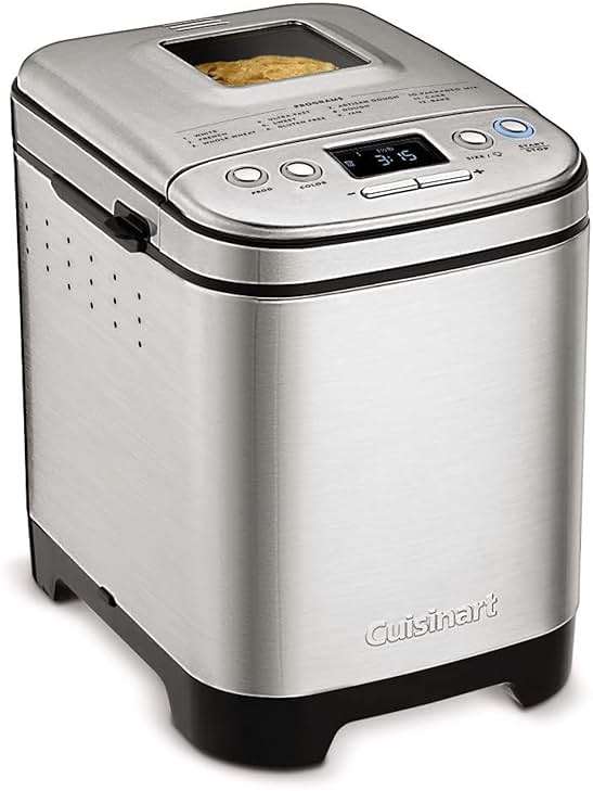Cuisinart Bread Maker Machine, Stainless Steel Automatic Bread Machine with 12 Menu Options, 3 Loaf Sizes up to 2 Lb., 3 Crust Colors, Removable Nonstick Baking Pan & Kneading Paddle, CBK-110NAS - Image 1