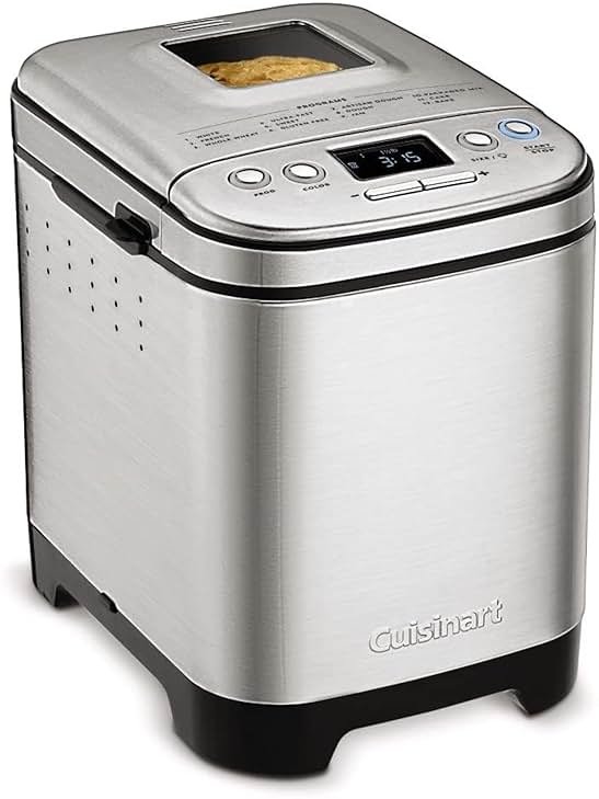 Cuisinart Bread Maker Machine, Stainless Steel Automatic Bread Machine with 12 Menu Options, 3 Loaf Sizes up to 2 Lb., 3 Crust Colors, Removable Nonstick Baking Pan & Kneading Paddle, CBK-110NAS - Product Image