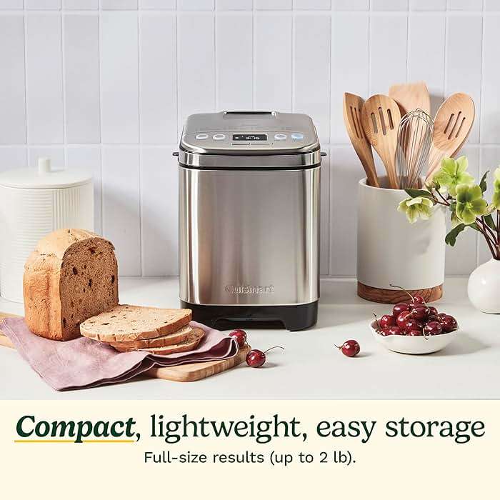 Cuisinart Bread Maker Machine, Stainless Steel Automatic Bread Machine with 12 Menu Options, 3 Loaf Sizes up to 2 Lb., 3 Crust Colors, Removable Nonstick Baking Pan & Kneading Paddle, CBK-110NAS - Image 2