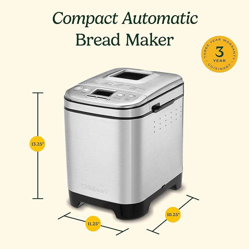 Cuisinart Bread Maker Machine, Stainless Steel Automatic Bread Machine with 12 Menu Options, 3 Loaf Sizes up to 2 Lb., 3 Crust Colors, Removable Nonstick Baking Pan & Kneading Paddle, CBK-110NAS - Image 3