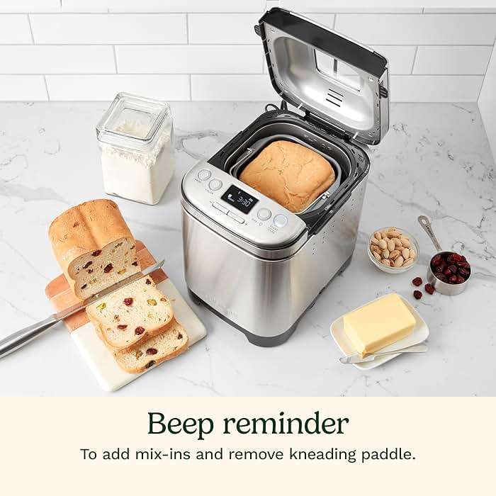 Cuisinart Bread Maker Machine, Stainless Steel Automatic Bread Machine with 12 Menu Options, 3 Loaf Sizes up to 2 Lb., 3 Crust Colors, Removable Nonstick Baking Pan & Kneading Paddle, CBK-110NAS - Image 6